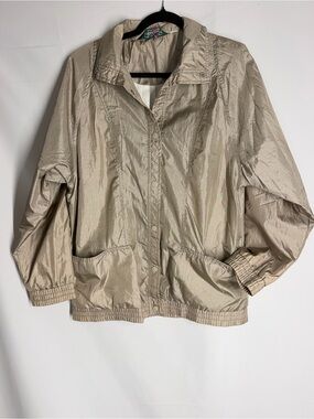 Haband Shimmery Taupe Bomber Windbreaker Jacket